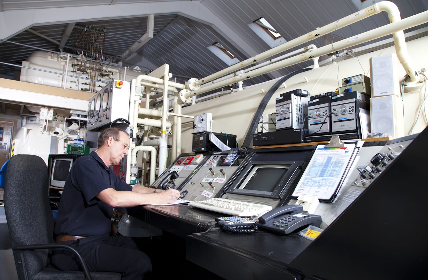 Photo of our Chamber Superintendent preparing for a dive at Dive Control