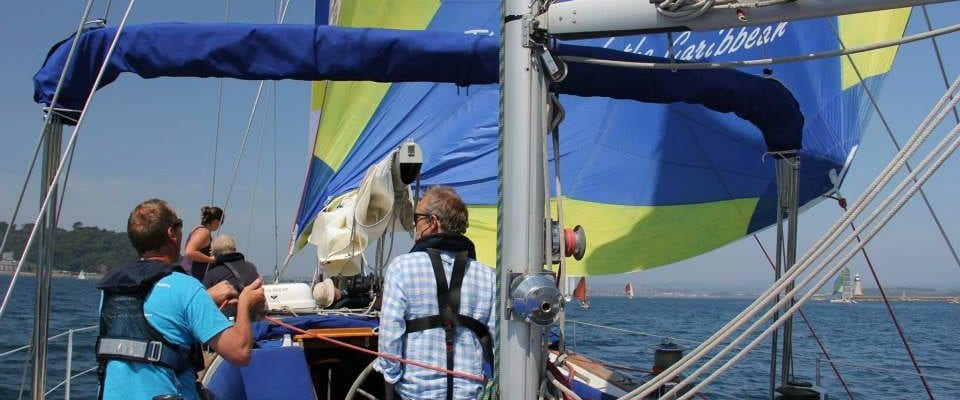 Recreational sailors on board their yacht