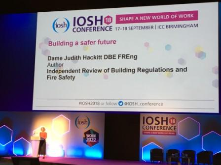 Photo of stage introduction to IOSG Conference in Birmingham