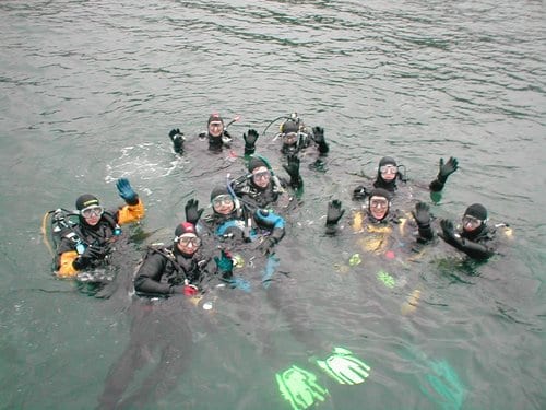 Group of scuba divers in the water