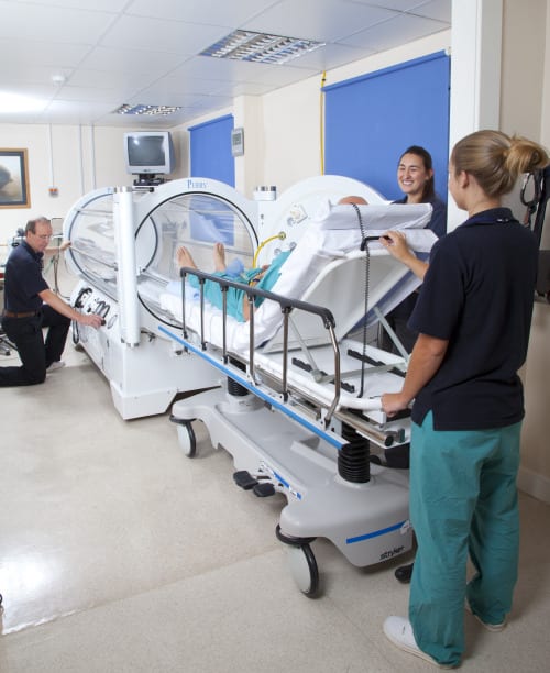 Mono-place hyperbaric chamber used for treatment and clinical trials